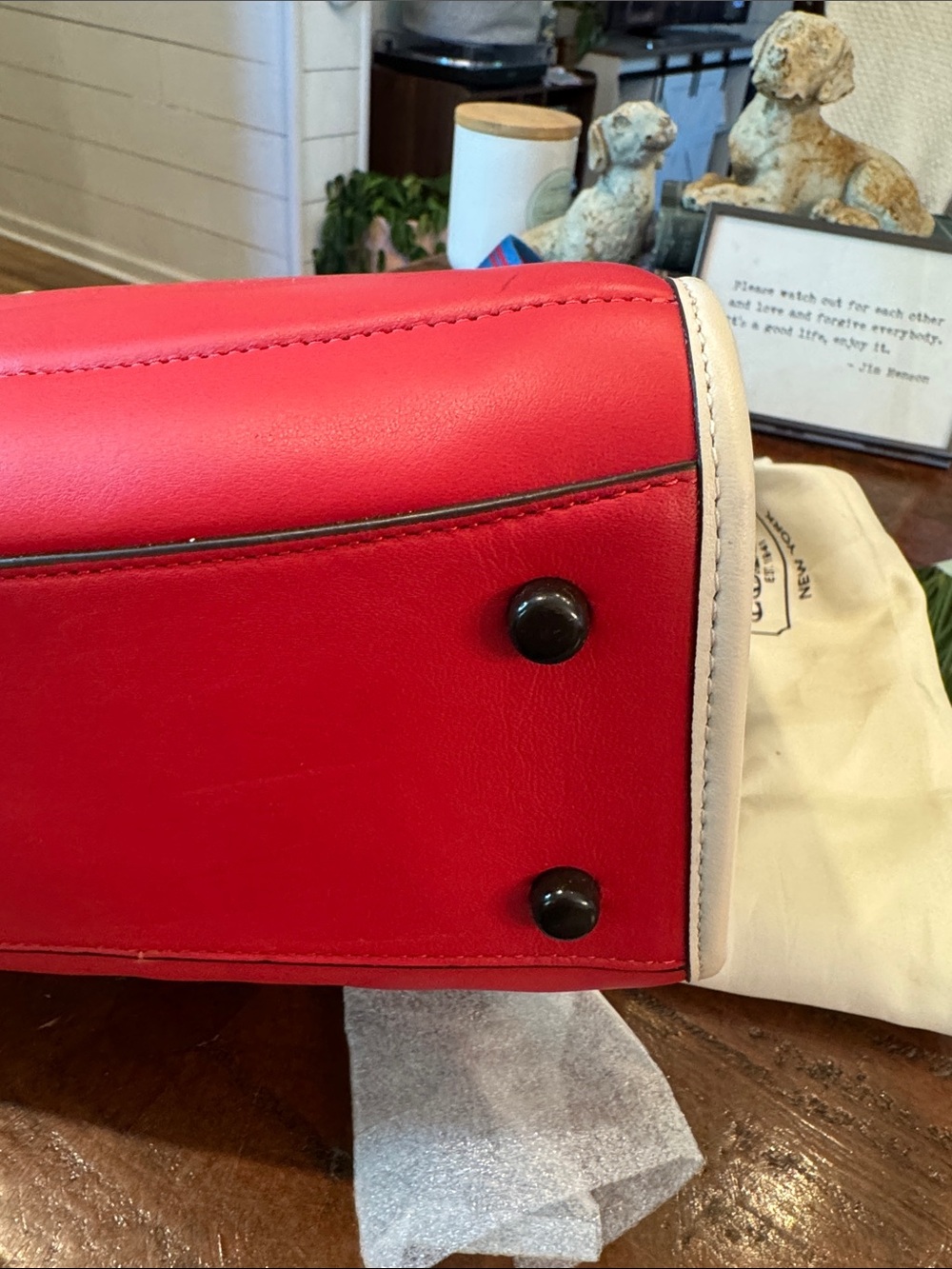 Coach Quilted Colorblock Small Tote in Red, Blue & White - Picture 8 of 14